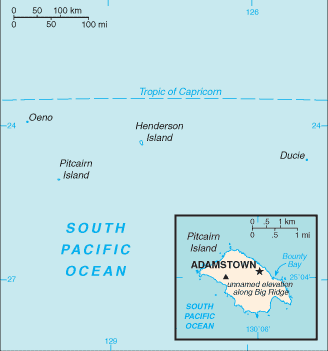 iles Pitcairn adamstown carte